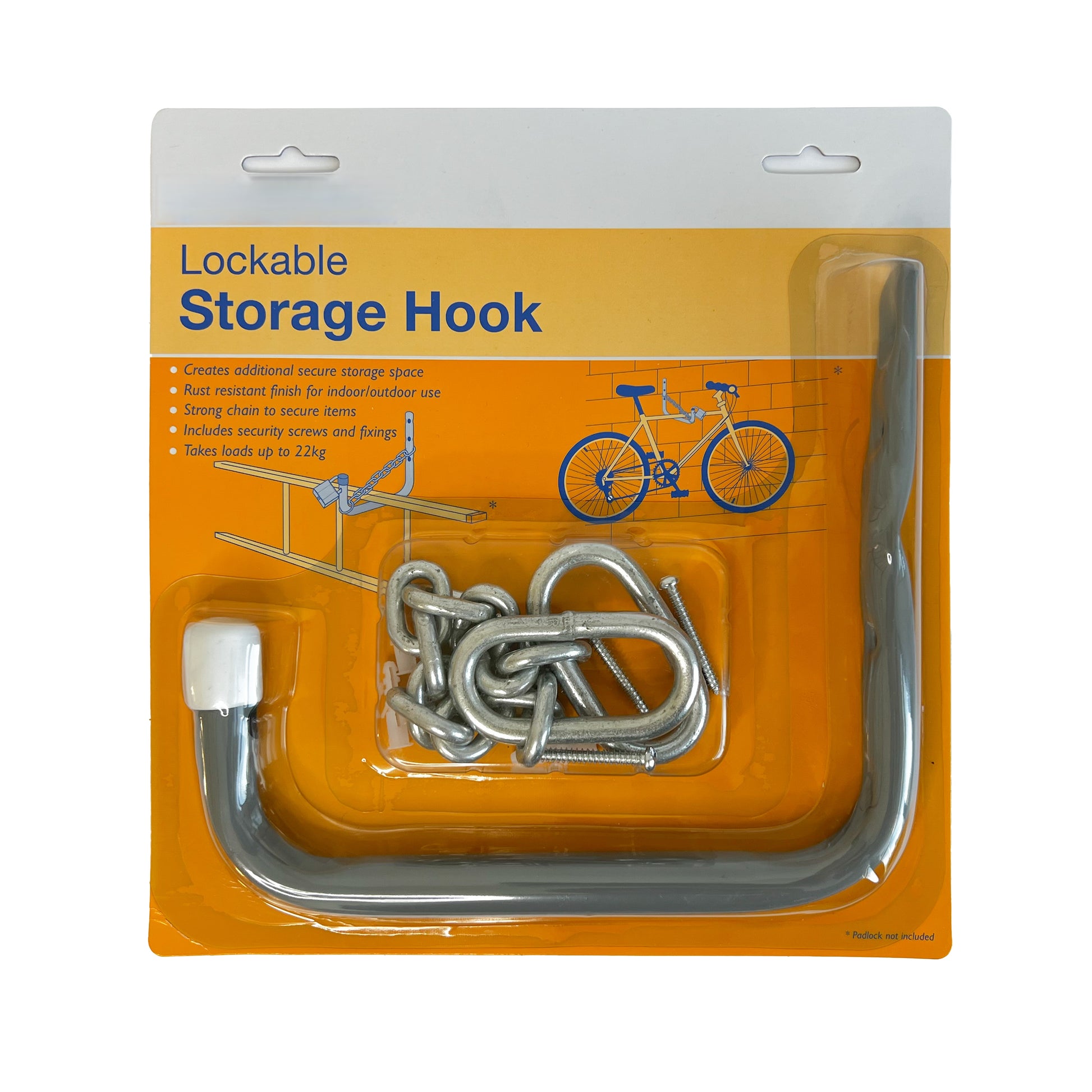 Lockable storage hook - packaged