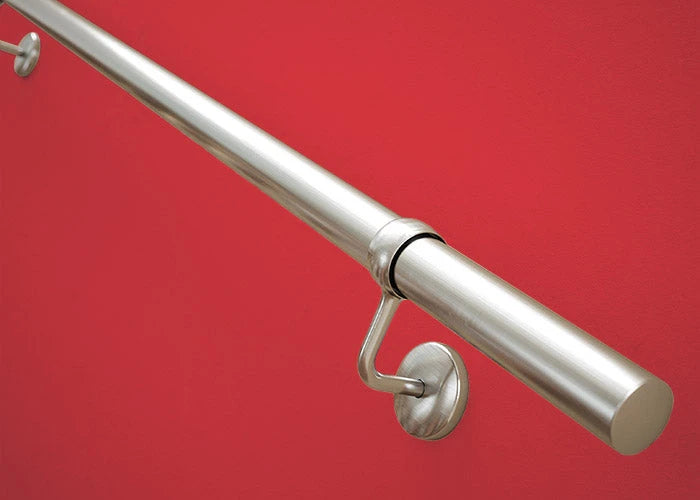 Brushed Nickel Handrail Radiant BN RTR430 Round Bar Heated Towel Rail