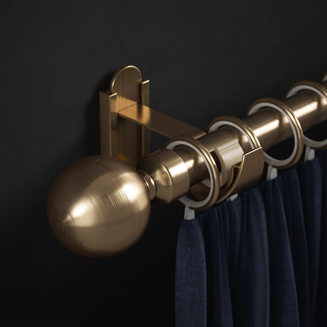 Antique Brass Klick Fit Curtain Poles with Orb