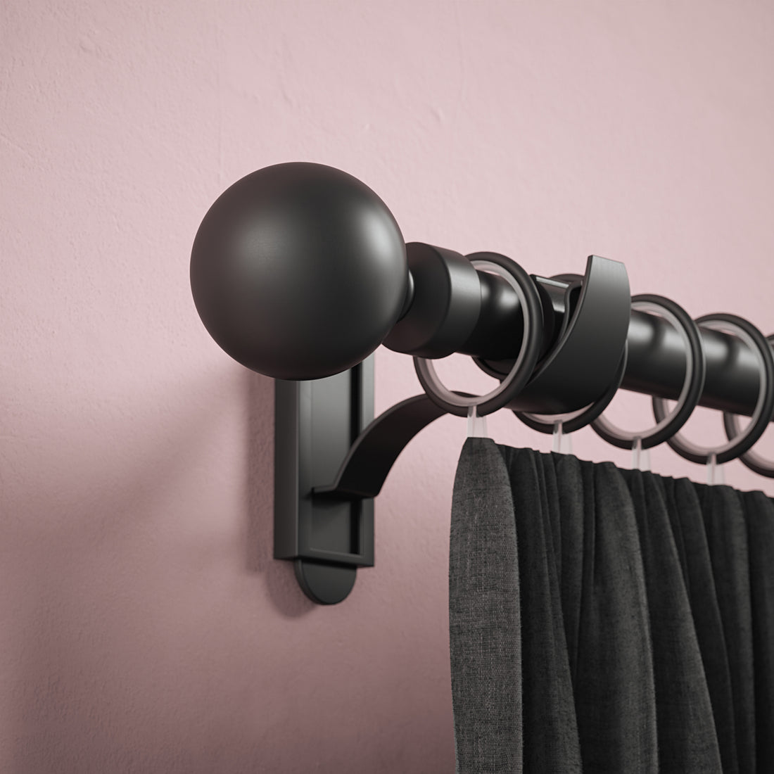 Klick Fit Curtain Pole Kit with Rings