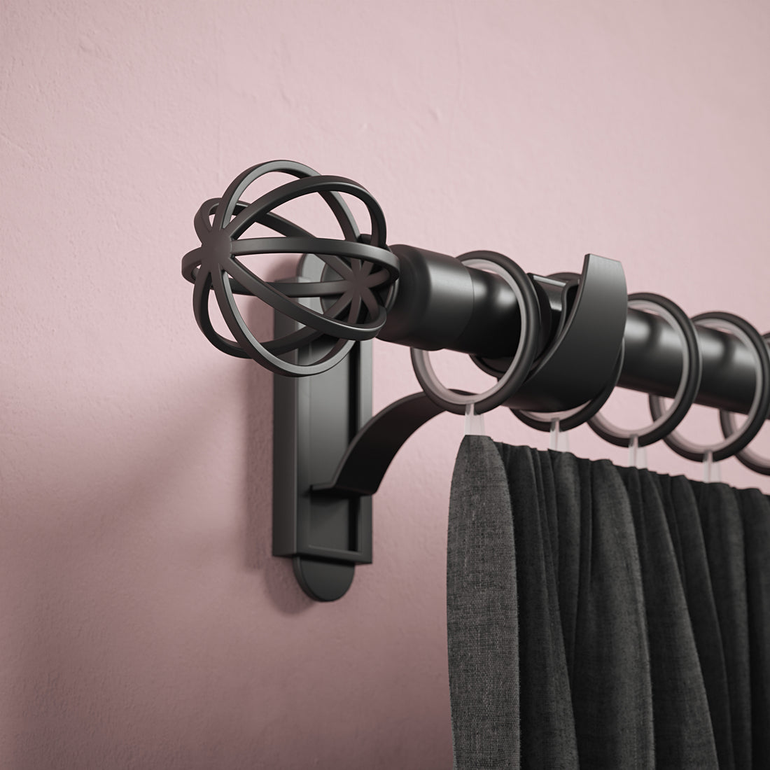 Klick Fit Curtain Pole Kit with Rings