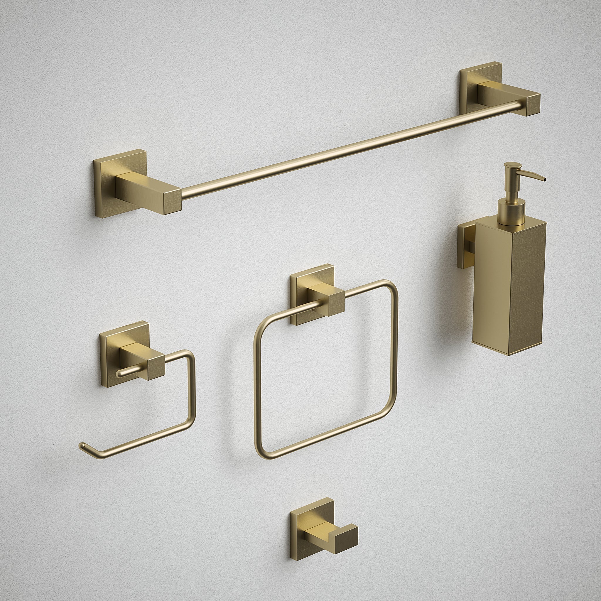 Bathroom Accessories Square Set 5pc - Satin Brass (Bundle) - Rothley