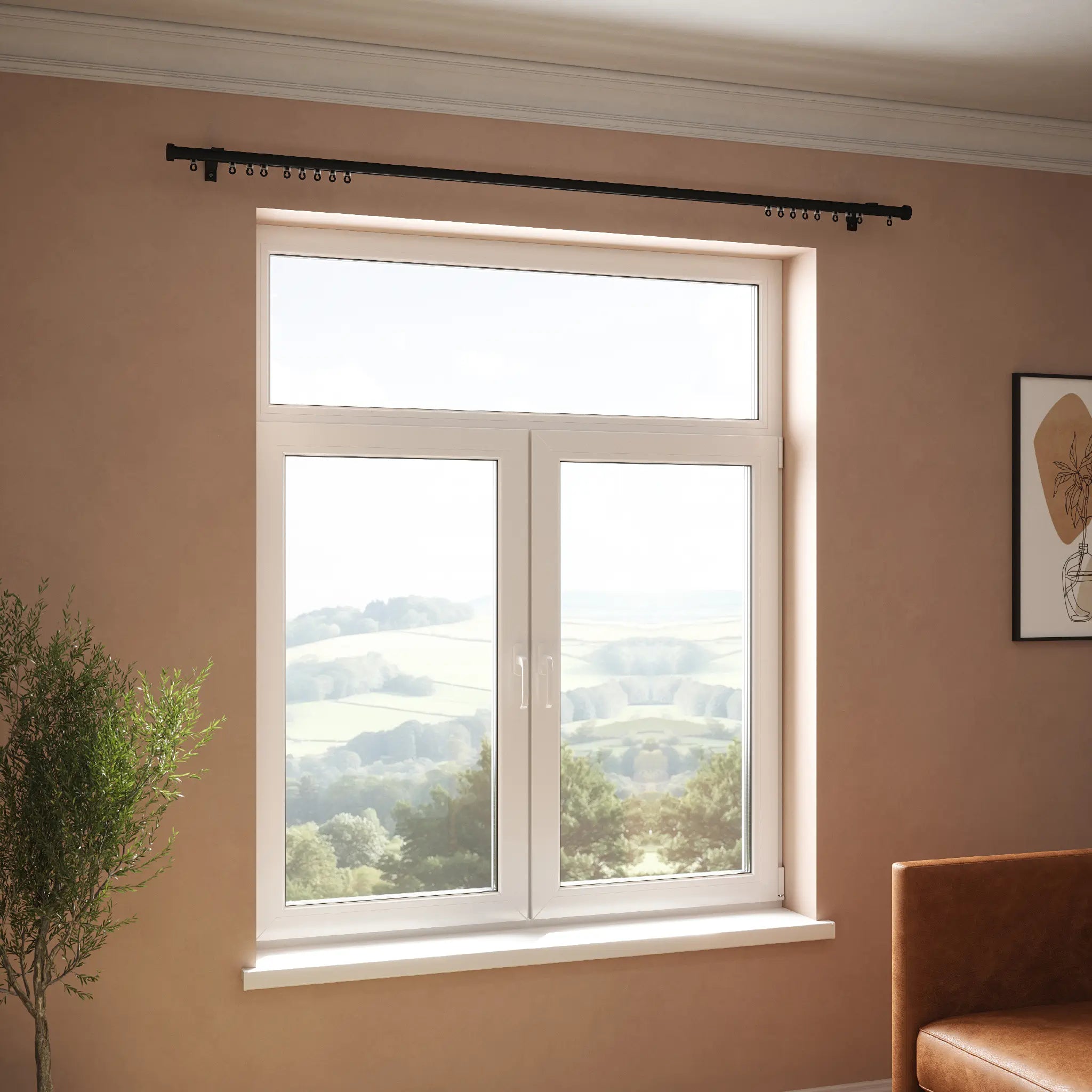 Gliding Curtain Track Pole - Black - no curtains just eyelets