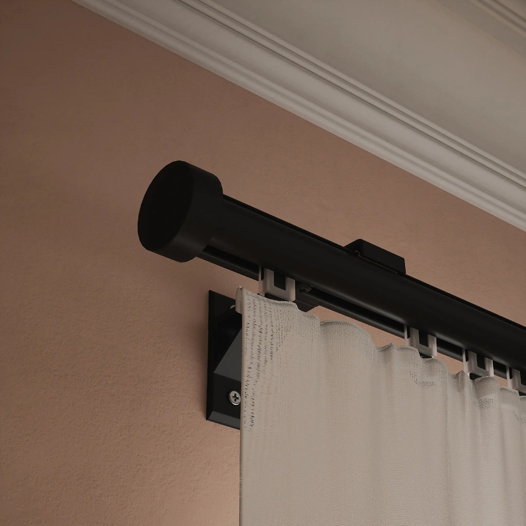 Gliding Curtain Track Pole - Black - close up