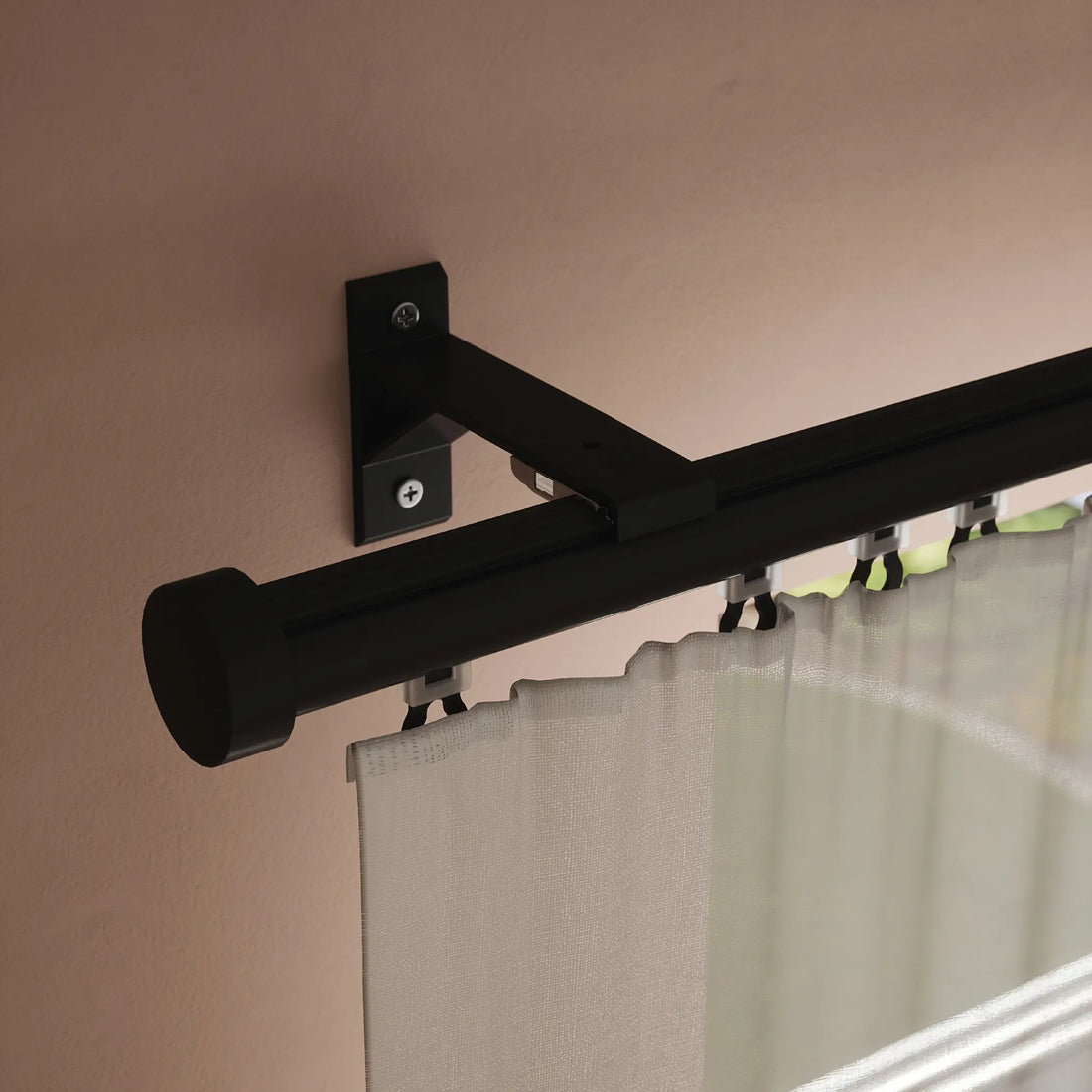 Gliding Curtain Track Pole - Black above