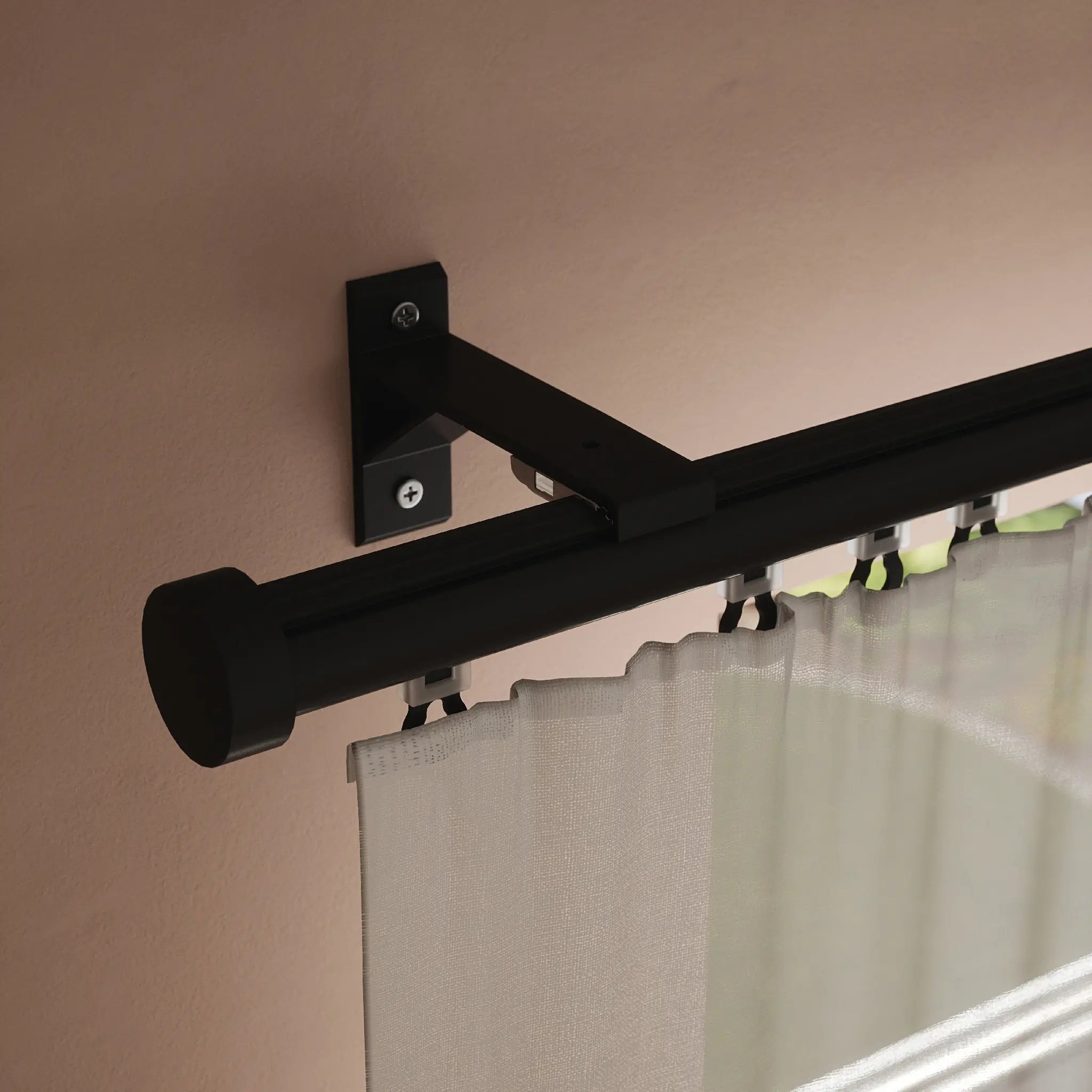 Gliding Curtain Track Pole - Black above
