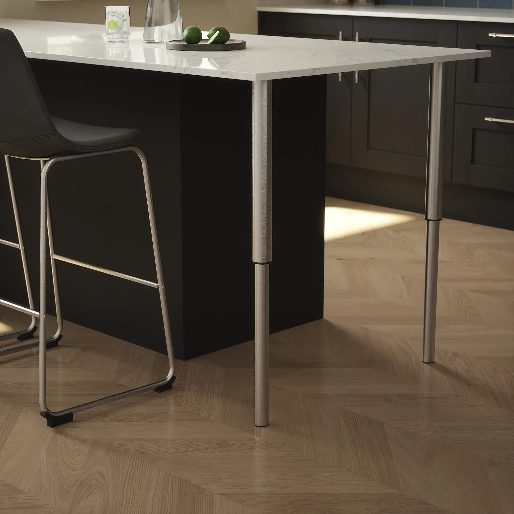Round Adjustable Table Leg 50mm Diameter in kitchen