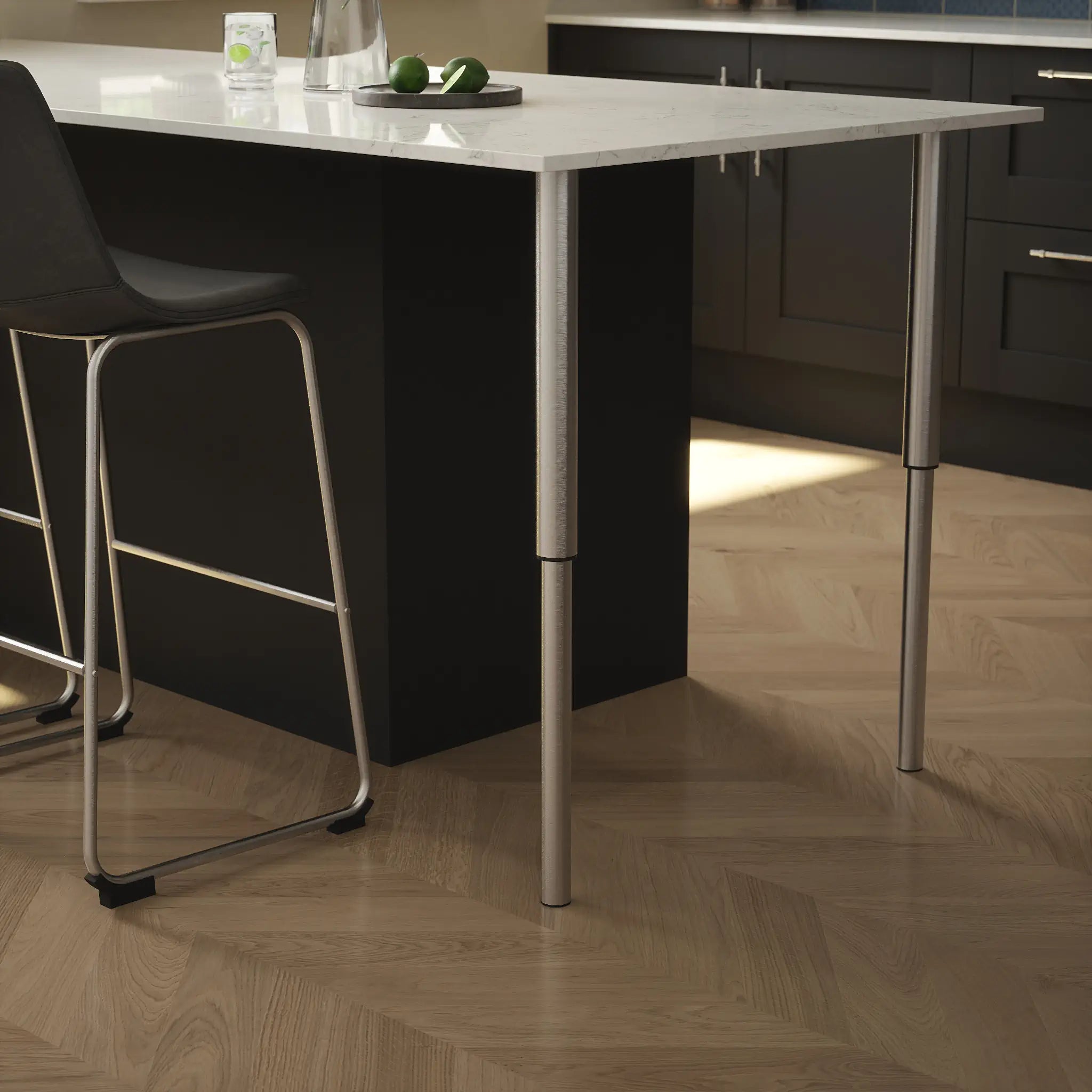 Round Adjustable Table Leg 50mm Diameter in kitchen