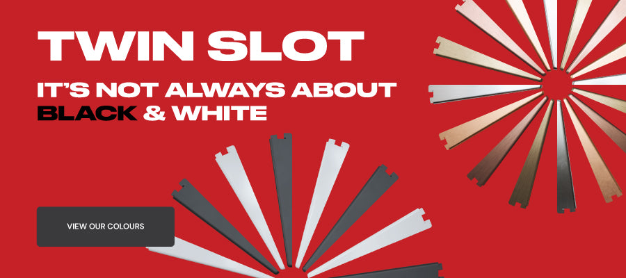 Rothley Twinslot Sale banner showing black and white twinslot brackets but we have more then just black and white available1