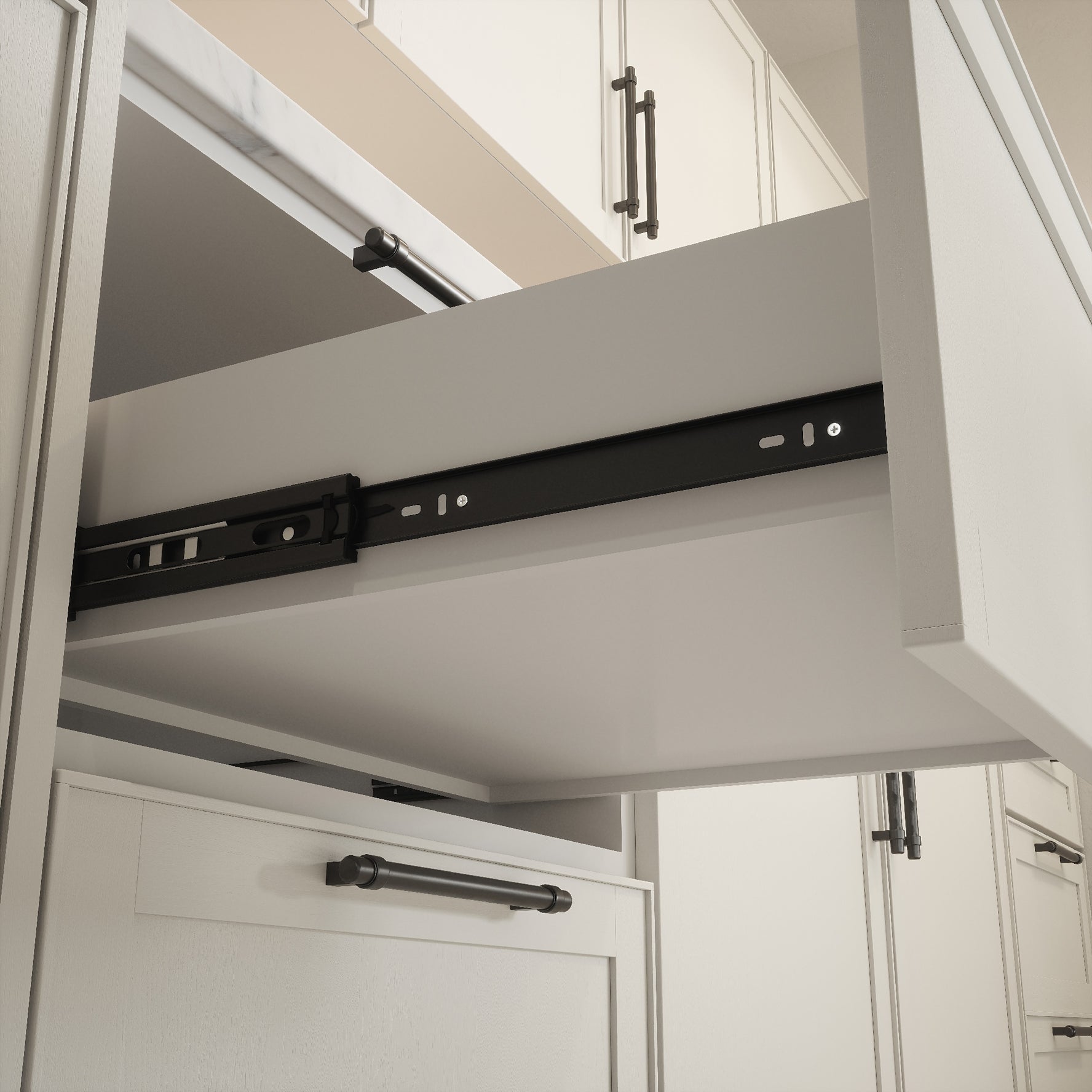 Ball Bearing Full Extension Drawer Slide - Matt Black