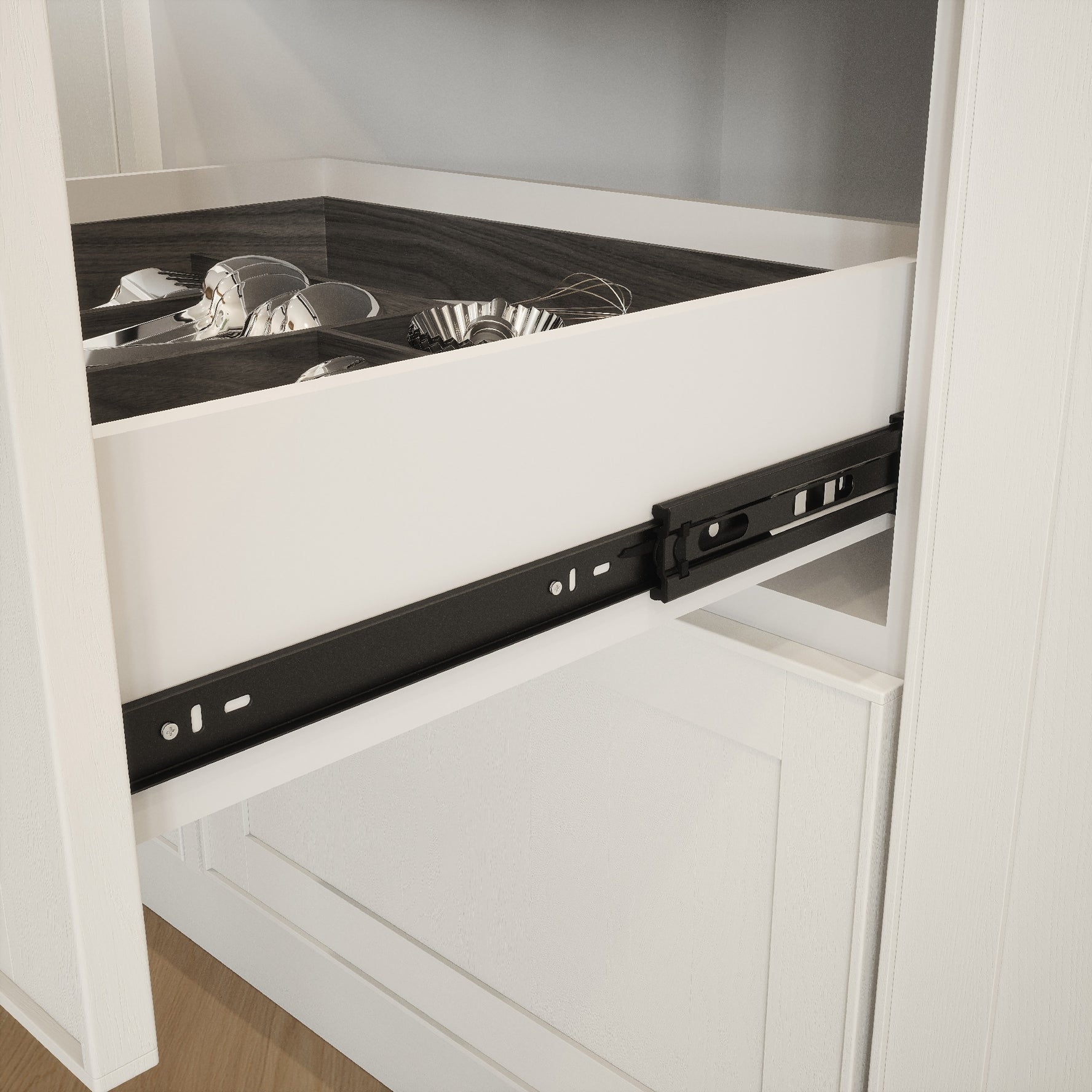 Ball Bearing Full Extension Drawer Slide - Matt Black