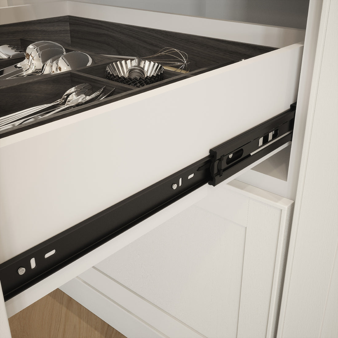 Ball Bearing Full Extension Drawer Slide - Matt Black