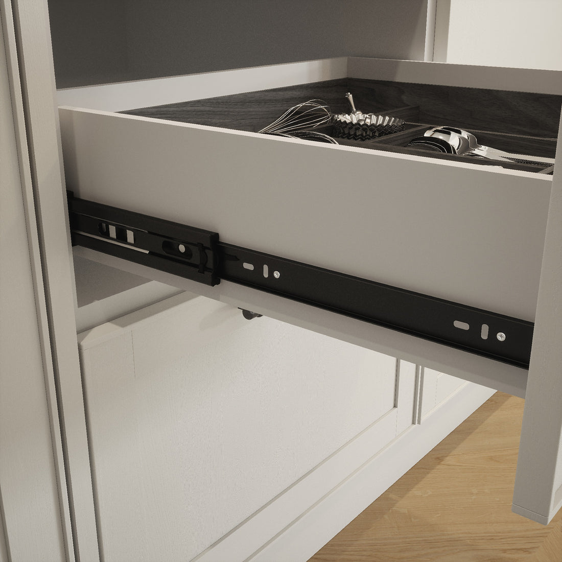 Ball Bearing Full Extension Drawer Slide - Matt Black