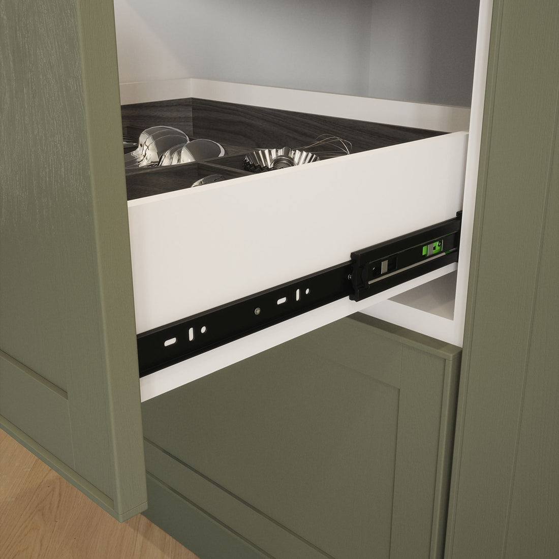 Ball Bearing Push To Open Drawer Slide - Matt Black